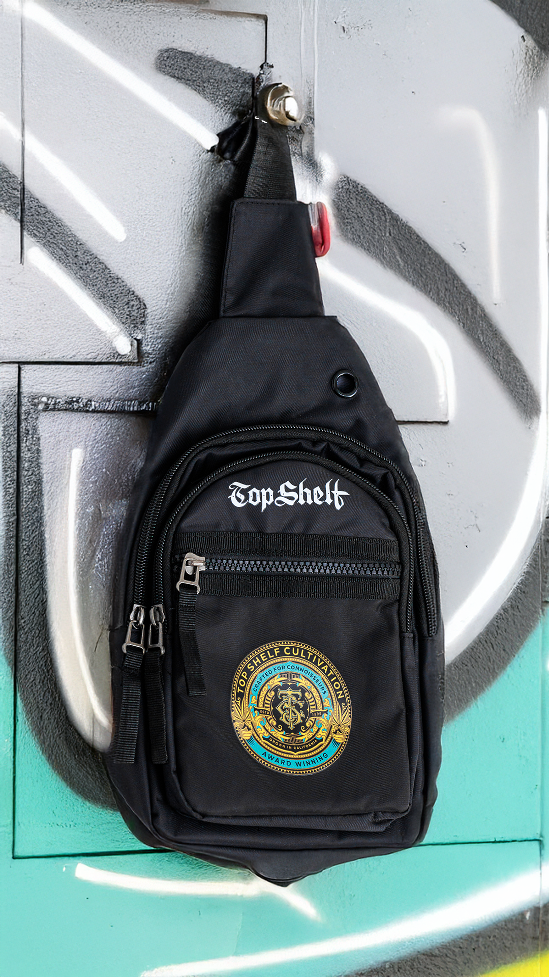 Travel Black Knapsack Top Shelf